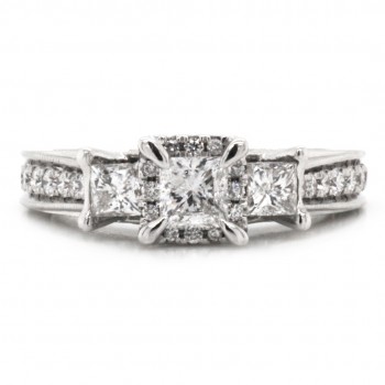 14k White Gold 0.66 Ct. Tw. Three-Stone Princess Cut Diamond Engagement Ring