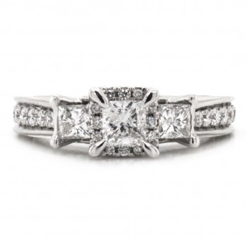 14k White Gold 0.66 Ct. Tw. Three-Stone Princess Cut Diamond Engagement Ring