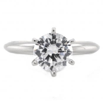 14k White Gold Round Brilliant Cut Diamond Solitaire Engagement Ring (Center Stone Sold Separately)