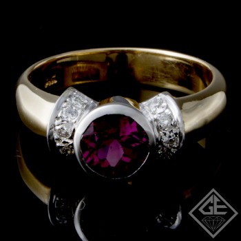 1.36 carat Round Pink Tourmaline Fashion Ring in 14k 2 Tone Gold