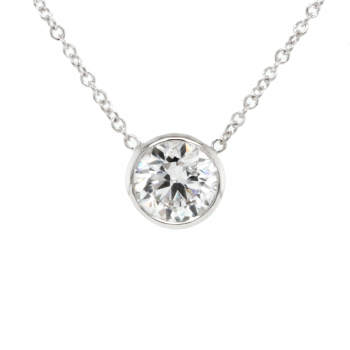 14k White Gold 1.28 ct. tw. Round Brilliant Cut Diamond Solitaire Necklace