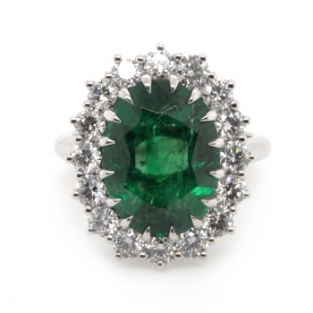 Platinum 4.45ct Oval Emerald Fashion Ring