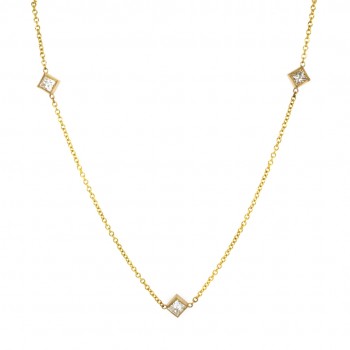 14k Yellow Gold 1.55 Ct. Tw. Princess Cut Diamond by the Yard Necklace