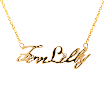 14k Yellow Gold Diamond Nameplate Necklace
