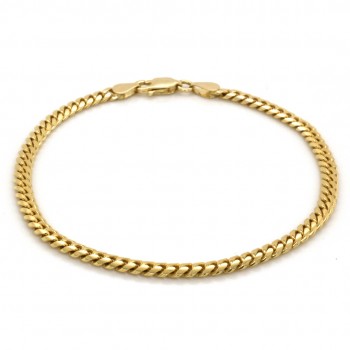 14k Yellow Gold Miami Cuban Link Chain 3.3mm, 7" Bracelet