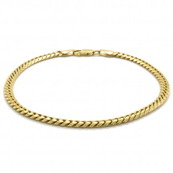 14k Yellow Gold Miami Cuban Link Chain 4mm, 8" Bracelet