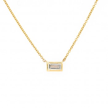 14k Yellow Gold 0.37 Ct. Tw. Baguette Cut Lab Grown Diamond Solitaire Necklace