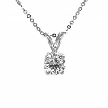 14k White Gold 1.05 Ct. Round Brilliant Cut Diamond Solitaire Pendant
