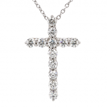 14k White Gold 1.95 Ct. Tw. Round Brilliant Cut Diamond Cross Pendant