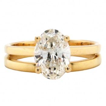 Cathedral Bridal Set with 1.57ct Oval Brilliant Cut Center Diamond in 14k Yellow Gold
