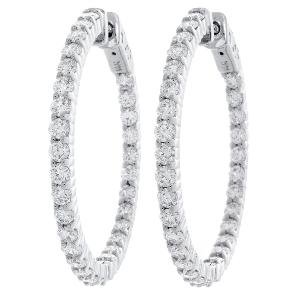 14k White Gold 3.07 Ct. Wt. InsideOutside Round Brilliant Cut Diamond